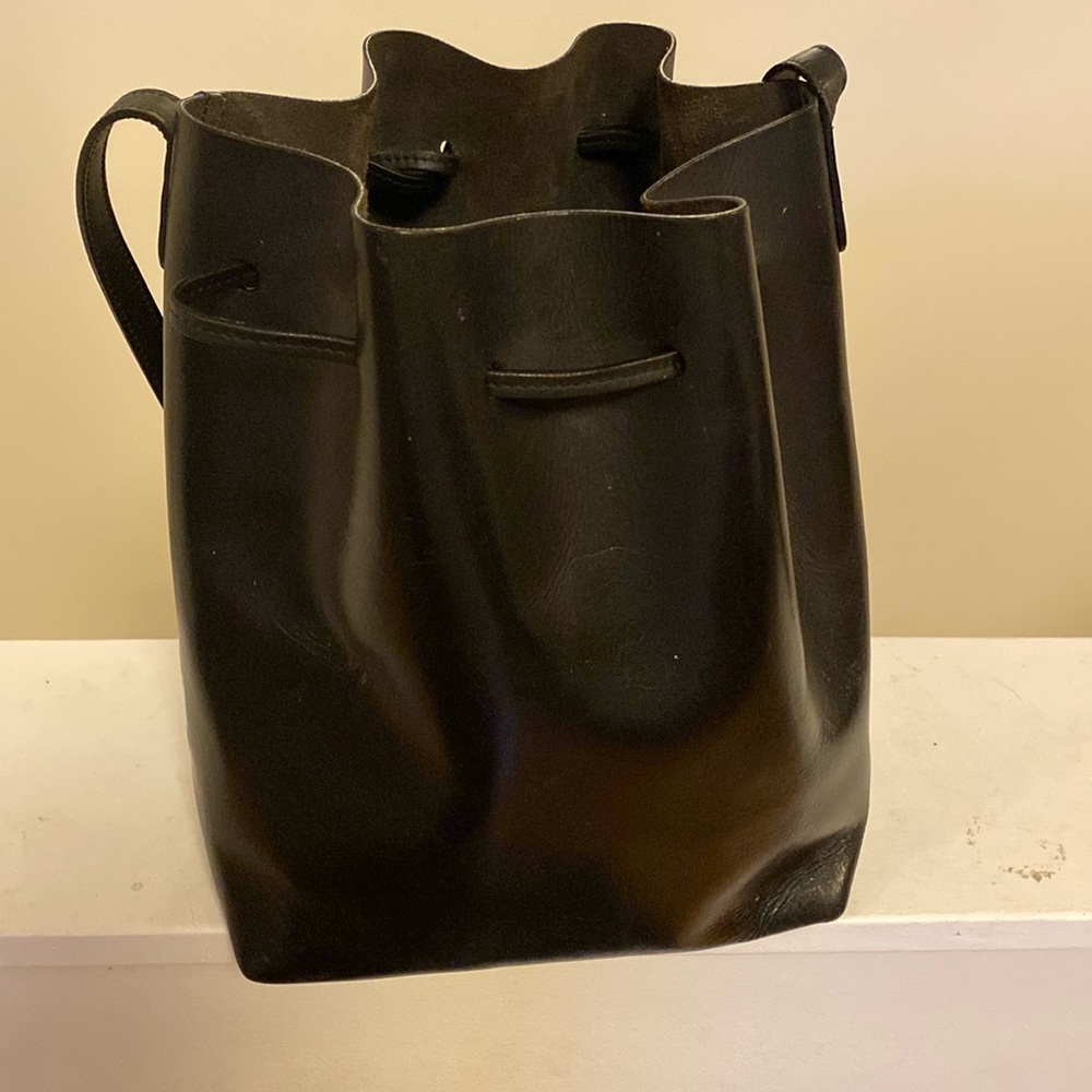 Manaus Gavriel Bucket Bag in black with a raw interior